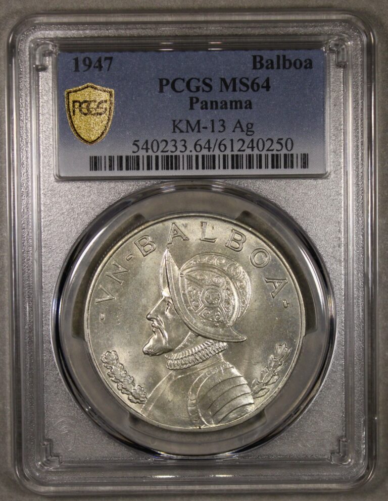 Read more about the article 1947 Panama Silver Balboa Uncirculated PCGS MS64