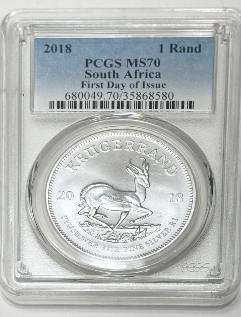 Read more about the article South Africa Coins 2018 1 oz Fine Silver Krugerand PCGS MS70 First Day Issue