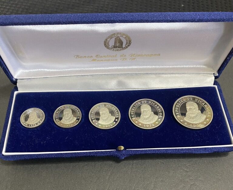 Read more about the article Nicaragua 5 Coins Proof Set 1972 Original Box COA Certificate-MAKES A GREAT GIFT