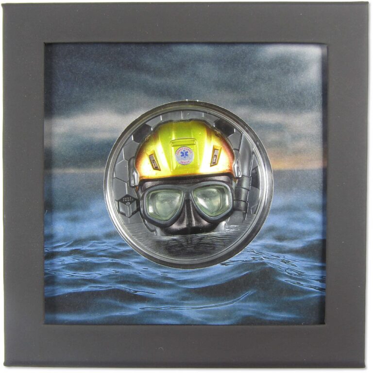 Read more about the article Real Heroes Coast Guard 3 oz Silver Black Proof $20 2023 Cook Islands