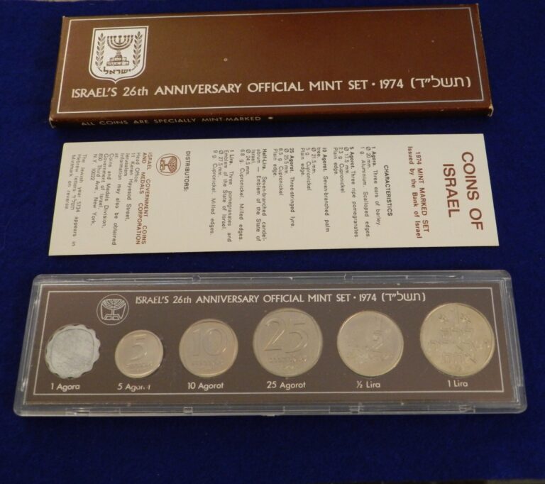 Read more about the article 1974 Israel 6 Coin Set – 26th Anniversary Mint Marked and Numbered – See PICS