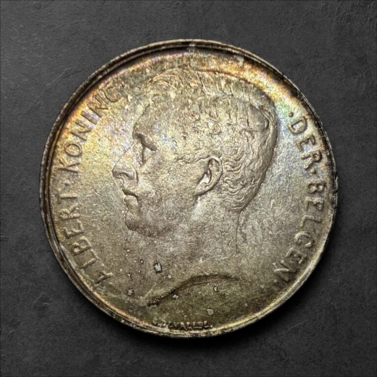 Read more about the article 1912 🇧🇪 Belgium 1 Frank Silver – Lustrous Higher Grade  Beautiful Toning!