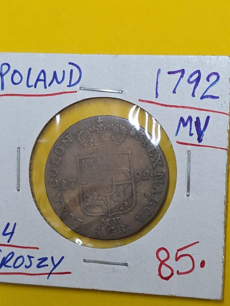 Read more about the article 1792 M V POLAND 4 GROSZY SILVER COIN