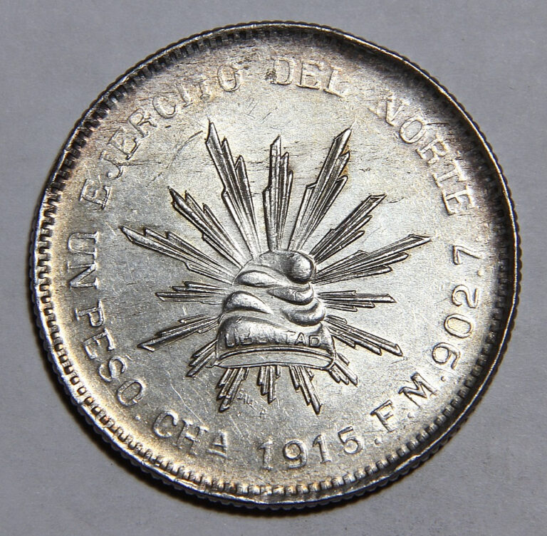 Read more about the article 1915 Chihuahua Mexico Revolutionary One 1 Peso Nice AU+ Condition -5338-