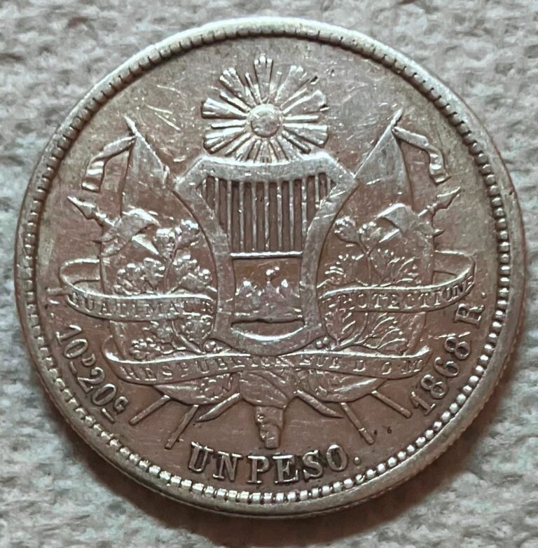 Read more about the article 1868 GUATEMALA – UN PESO – RAFAEL CARRERA – 3/4 Oz SILVER CROWN – HIGH GRADE
