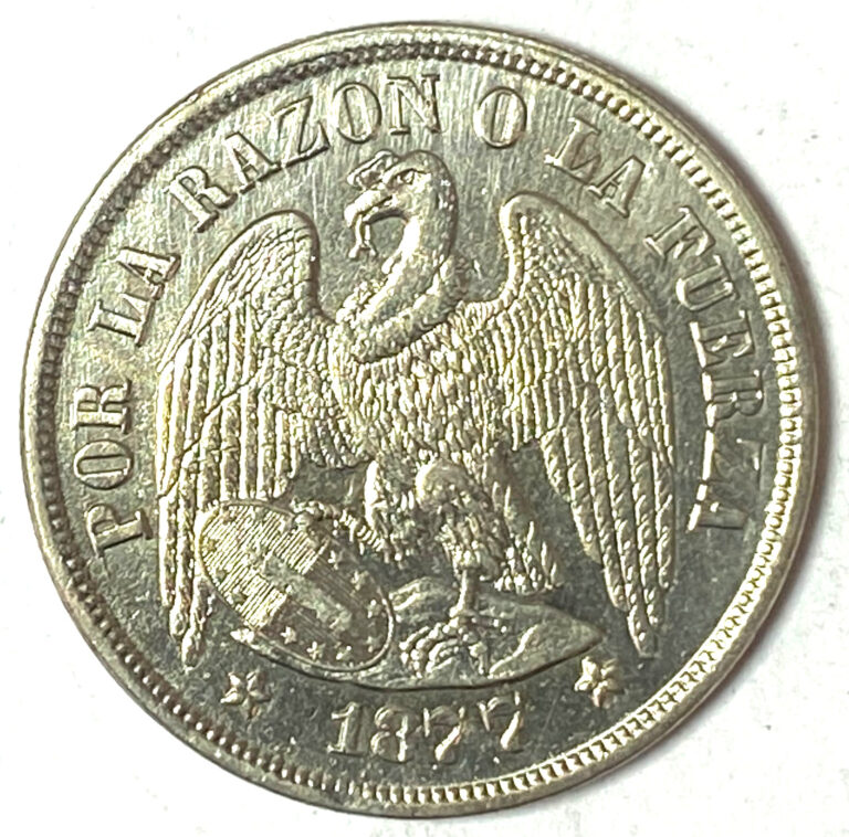 Read more about the article 1877 Chile Silver One Peso KM# 142.1