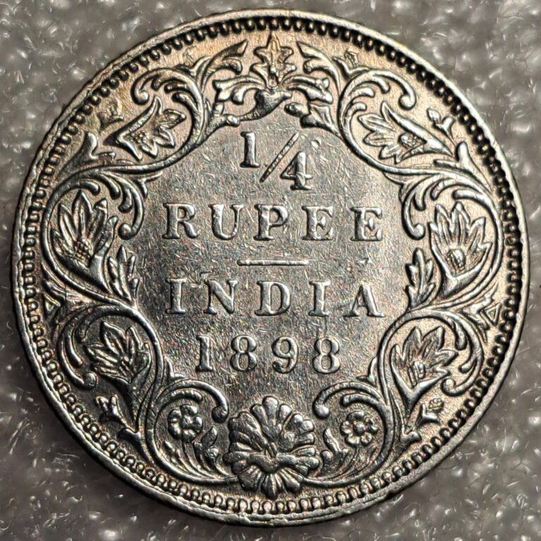 Read more about the article 1898 B India Quarter 1/4 Rupee .917 Silver High Grade Coin
