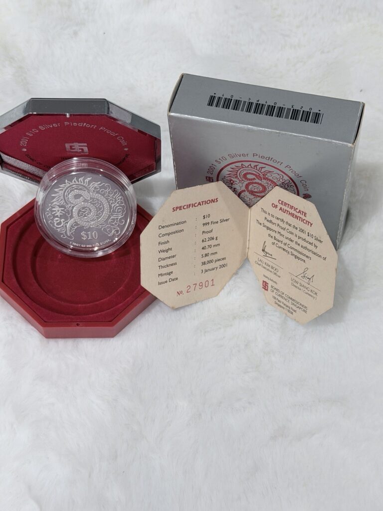 Read more about the article Singapore 2001 $10 2oz .999 Silver Piedfort Proof Coin w/ Box and COA