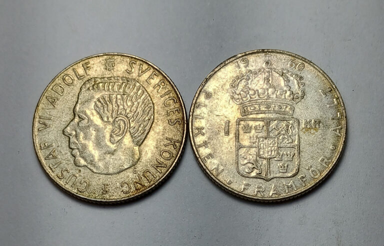 Read more about the article 1x Sweden One Krona – Silver Coin – Gustaf VI Adolf – Random 1952-1968 Date