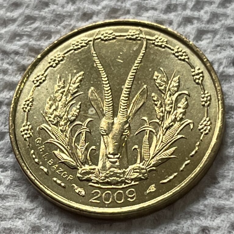Read more about the article 2009 West African States 5 francs Coin Ivory Coast Hen Africa Gazelle Wildlife