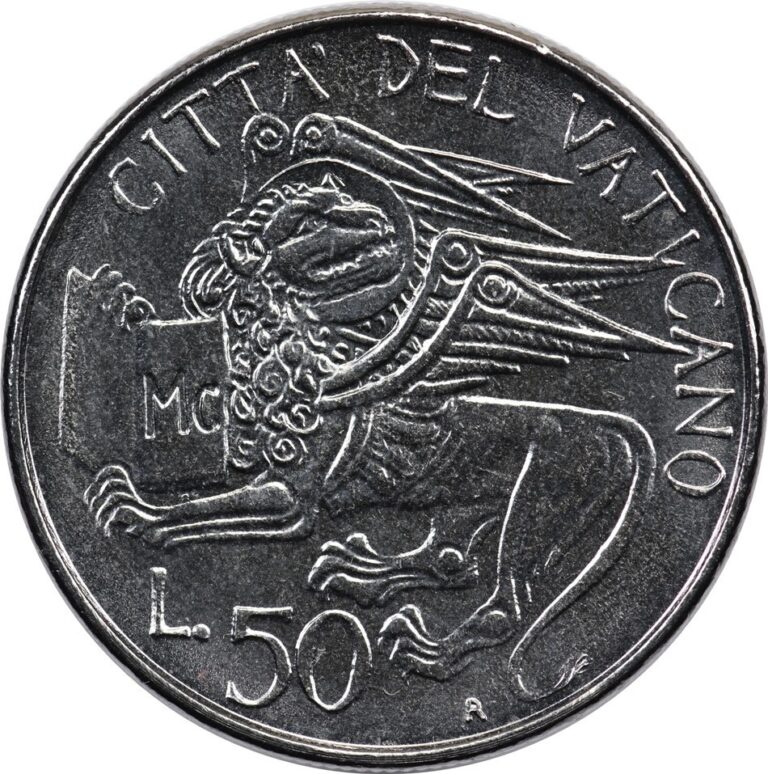 Read more about the article Vatican City – 50 Lire – 1985 R – Unc – Pope Trips (Evangelist Mark)