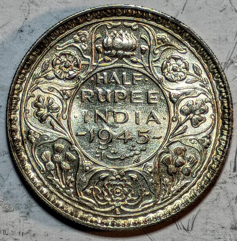 Read more about the article 1945 British India Half Rupee Silver Coin ABOUT UNCIRCULATED