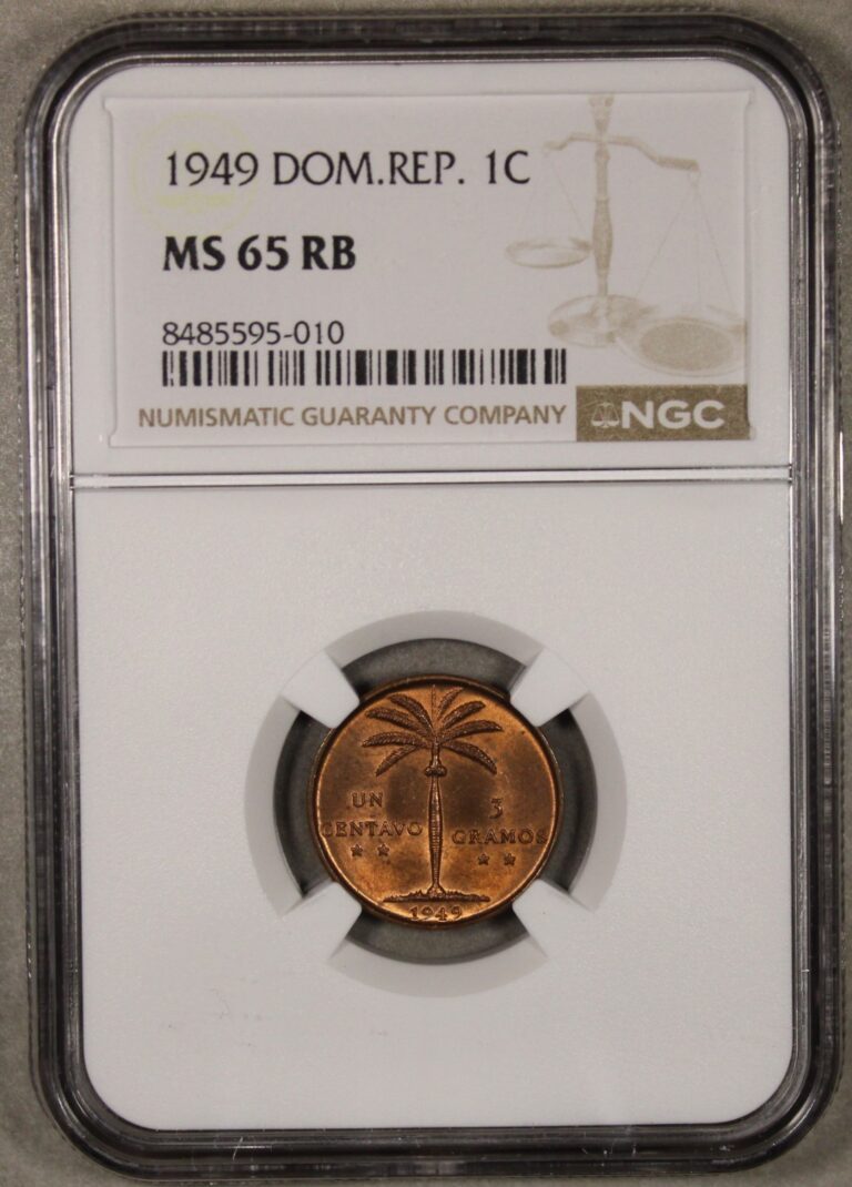 Read more about the article 1949 Dominican Republic 1 Centavo Uncirculated NGC MS65 RB