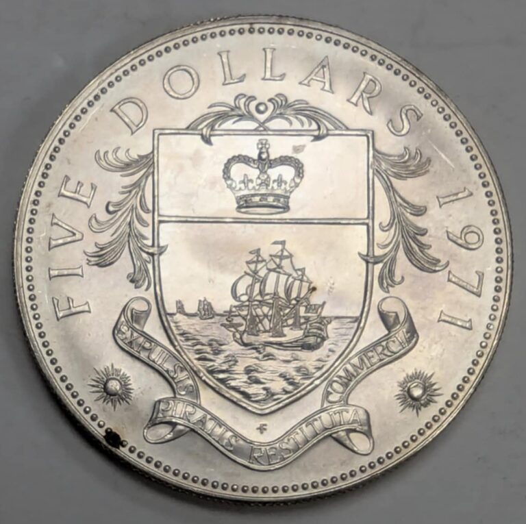 Read more about the article 1971 Bahamas Islands 5 Dollars World Silver Coin Large – 1.25oz ASW