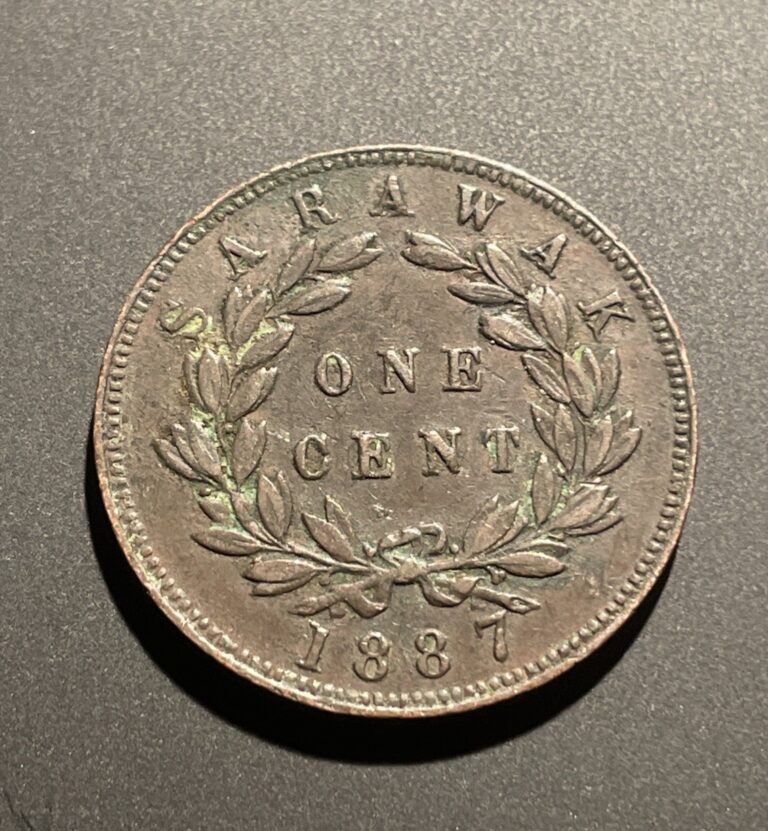 Read more about the article 1887 Sarawak One Cent Copper Coin Charles Brooke Rajah Malaysia Penny Nice Cond!