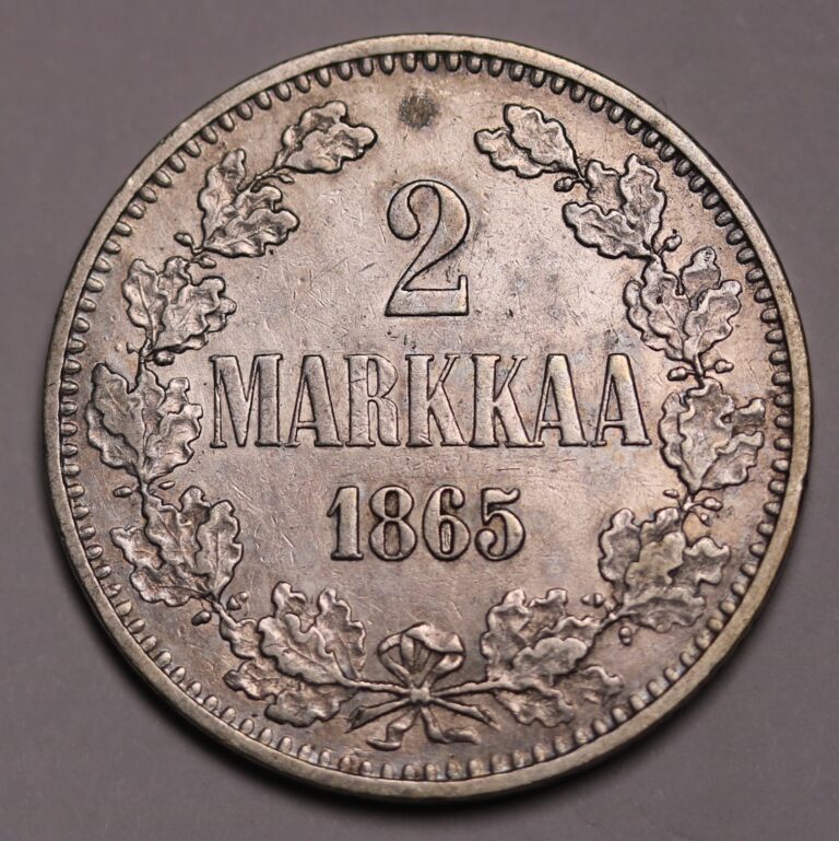 Read more about the article 1865 Finland  2 Markkaa  Silver Coin  KM# 7.1  Low Mintage  203k