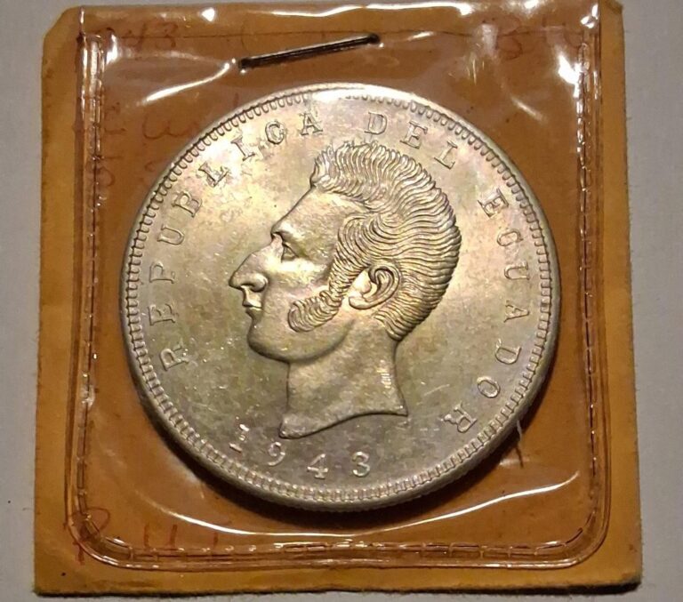 Read more about the article 🔥1943 REPUBLICA DEL ECUADOR 5 SUCRES SILVER COIN HIGH GRADE