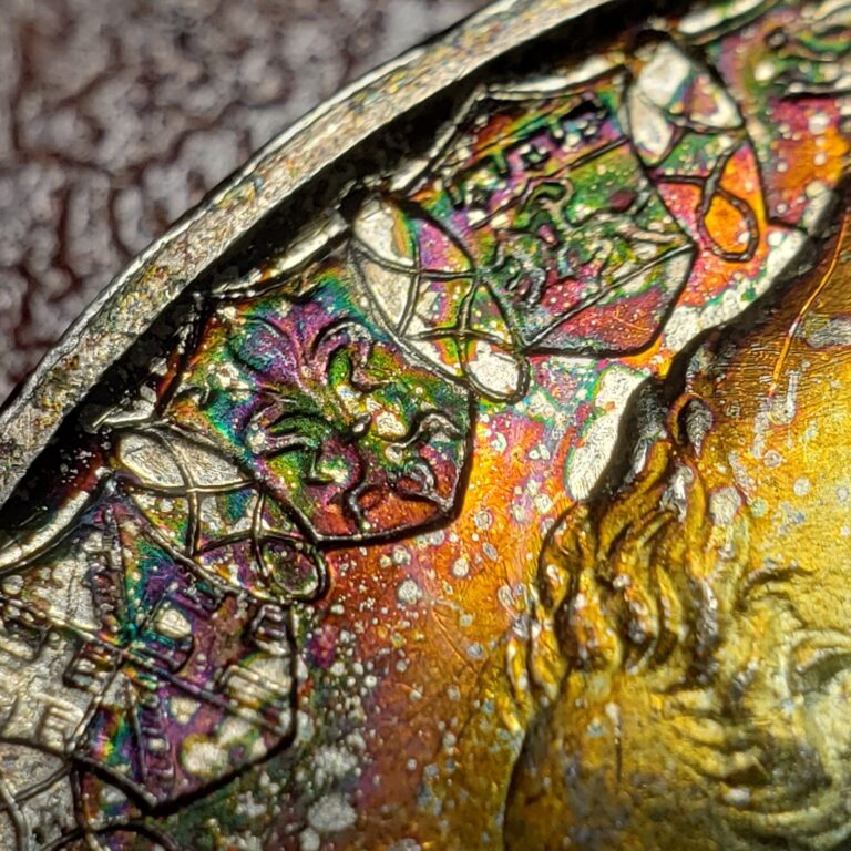 Read more about the article 1966 Italy 500 Lire Silver Coin – PQ Monster Rainbow Toning – .2953 ASW – B5385