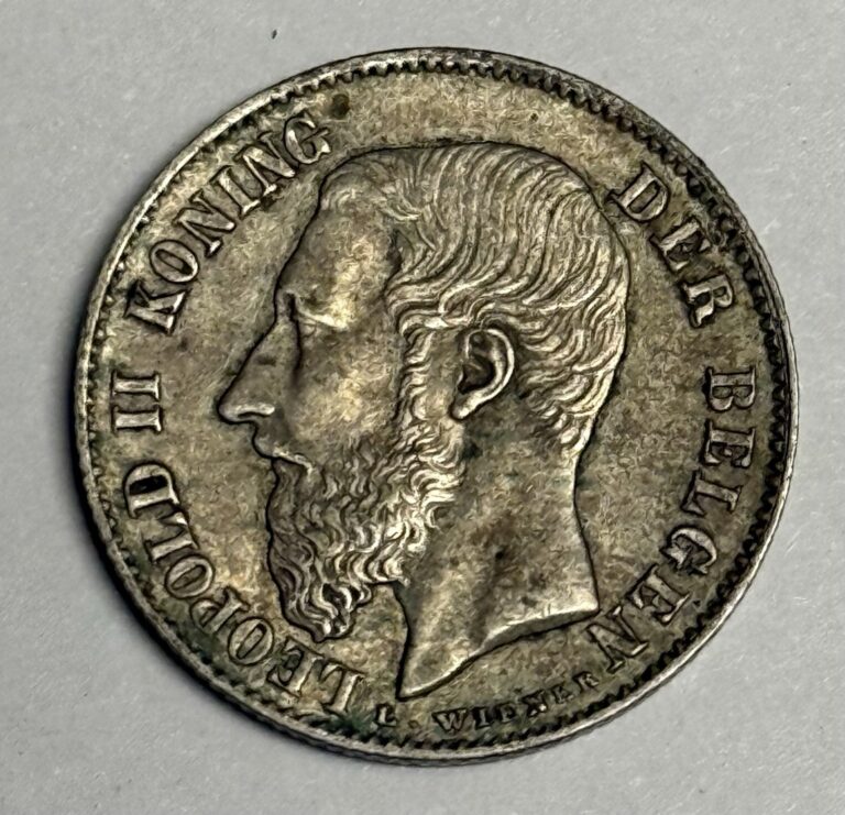 Read more about the article XF 1886 BELGIUM 50 Centimes  Silver Belgian coin