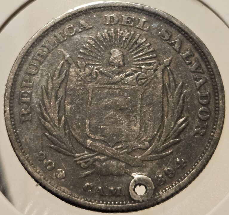 Read more about the article El Salvador – 50 Centavos – 1894 – Central American Mint – Silver – SCARCE COIN!