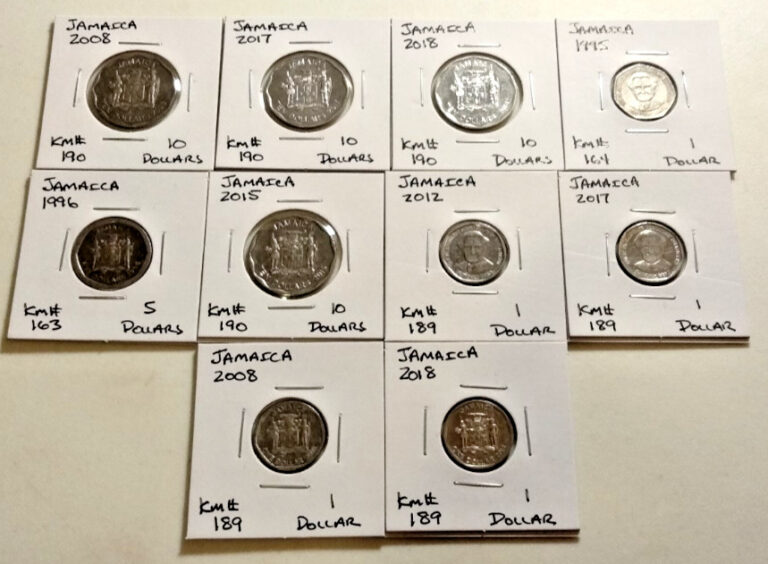 Read more about the article Jamaica  Coin Lot – ( 10 Carded Coins )  –  (Lot#1615)