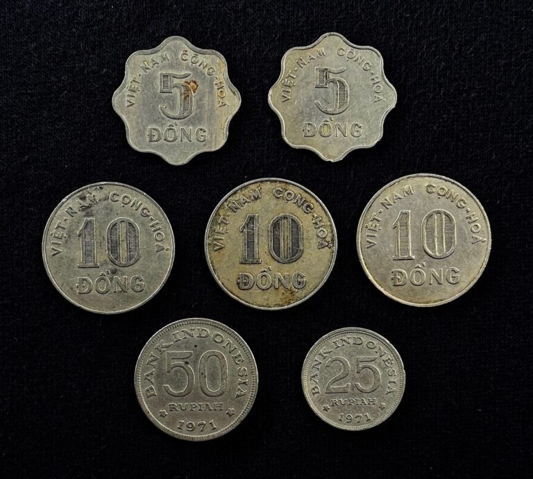 Read more about the article Vietnam Indonesia Coin LOT * 1964-1971 ** 5 10 DONG Coins 25 50 Rupiah BULK LOT