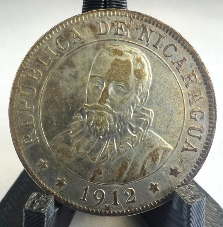 Read more about the article 1912 Nicaragua 25 Twenty Five Centavos KM# 14  Silver  Radiant sun