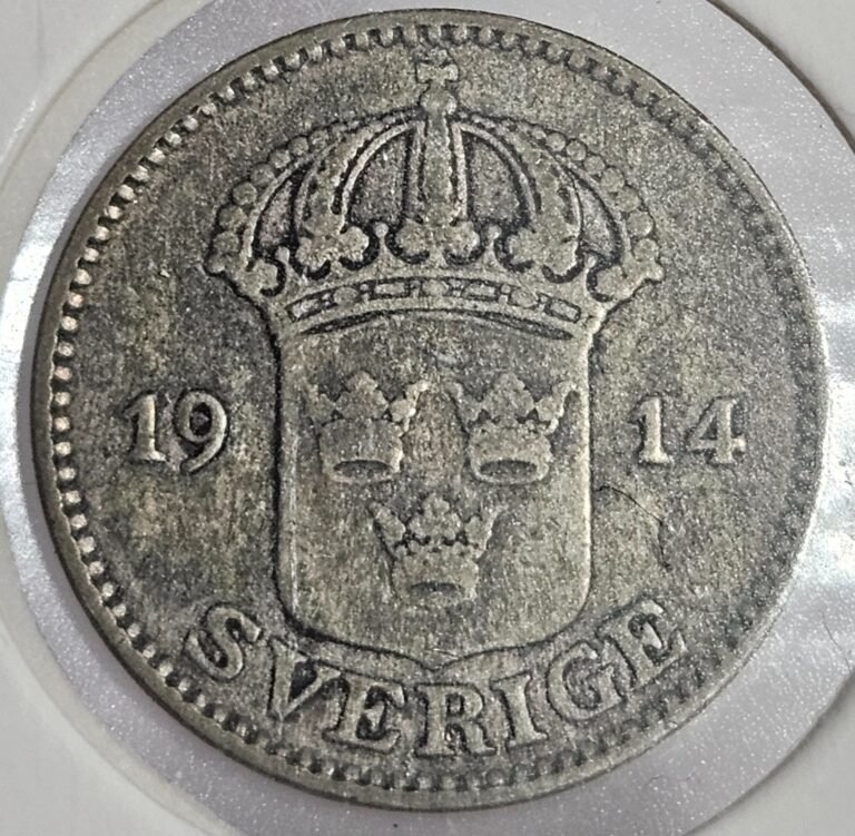 Read more about the article 1914 W Sweden 25 Öre Silver Coin KM# 785 Swedis Silver .600 – FREE SHIPPING!