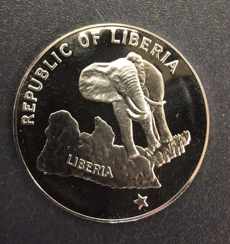 Read more about the article 1973 Liberia Large 1 OZ Silver Proof $5-Elephant