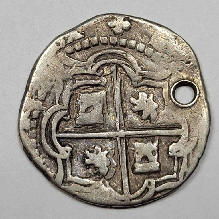 Read more about the article 1598-1621 Cob 1 Real Potosi Bolivia Great Detail 3.21g Holed Spanish *M140