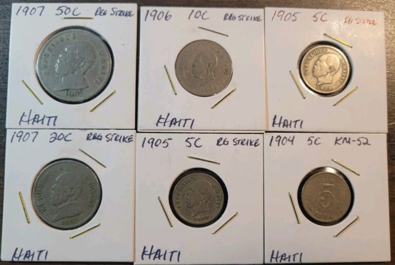 Read more about the article Vintage Haiti Coin Lot – 1904-1907 – 6 Uncommon VINTAGE Coins