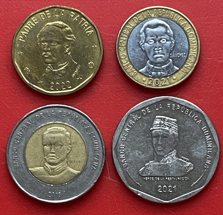 Read more about the article DOMINICAN REPUBLIC – SET OF 4 COINS 1  5  10  25 PESOS 2019-2022 2 X BI-METAL
