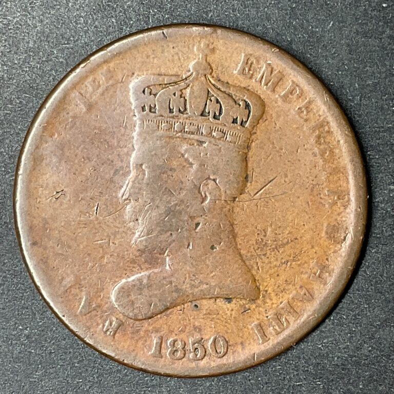 Read more about the article 1850 Haiti 6 1/4 Centimes King Faustin 1st Emperor of Haiti Copper Foreign Coin