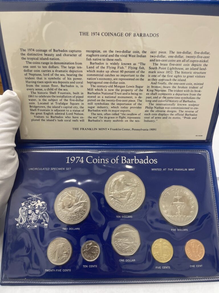 Read more about the article 1974 Coins of Barbados Uncirculated Set of 8 coins -Franklin Mint