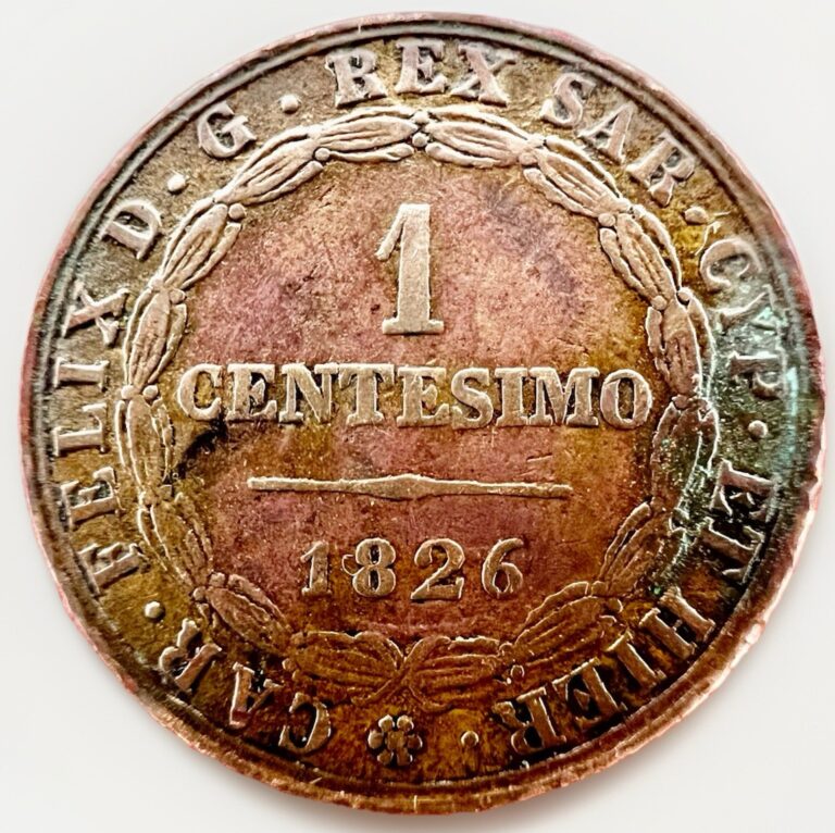 Read more about the article Italian States SARDINIA Kingdom – CARLO FELICE 1826 1 CENTESIMI P KM#125 210/37