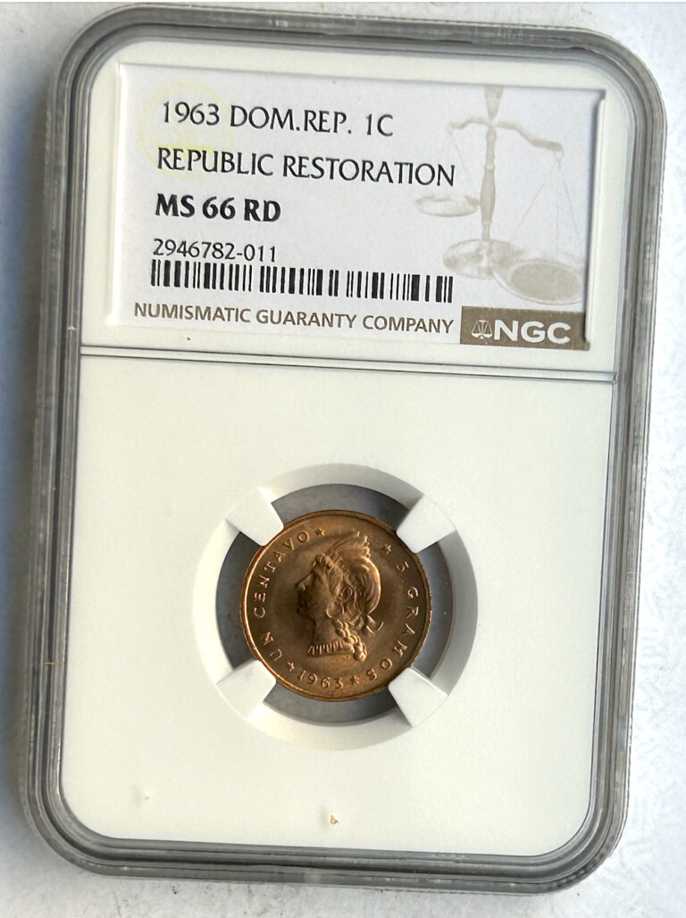 Read more about the article DOMINICAN REPUBLIC CENTAVO REPUBLIC RESTORATION MS66 RD NGC