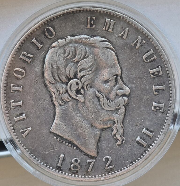 Read more about the article Italy 1872 M BN 5 Lire Silver Coin