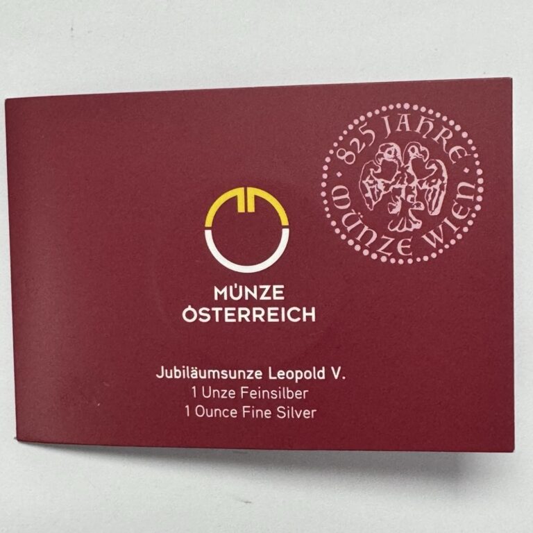 Read more about the article 2019 Austria 825th Anniv Leopold V 1 oz Silver Coin OGP – Lot of 5