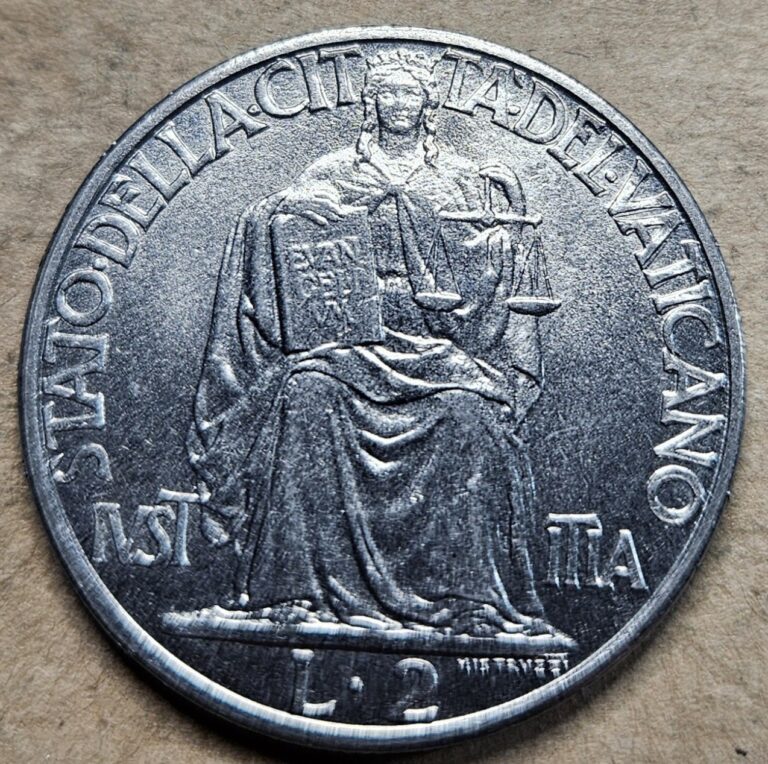 Read more about the article 1942 Vatican City 2 Two Lire – Stainless Steel Coin – Pius XII – 270 000 Mintage