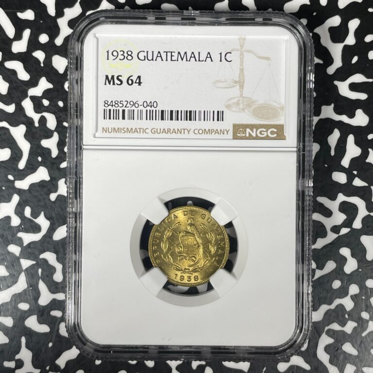 Read more about the article 1938 Guatemala 1 Centavo NGC MS64 Lot#G1409 Choice UNC!