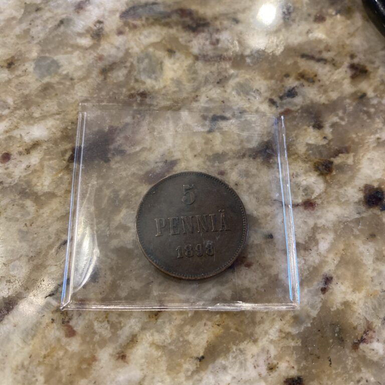 Read more about the article 1898 Finland 5 Pennia Antique  World Coin Lovely Tone Higher Grade