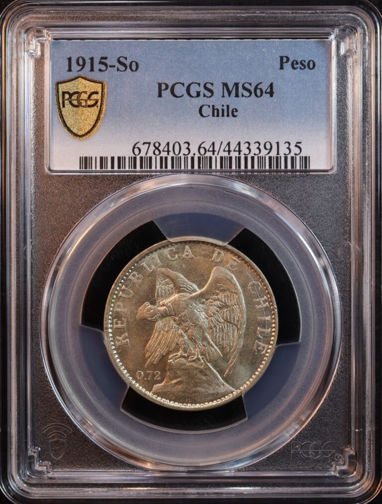 Read more about the article 1915-So “Republic of Chile” Silver Peso – PCGS MS64! Very Rare Top POP  Finest!