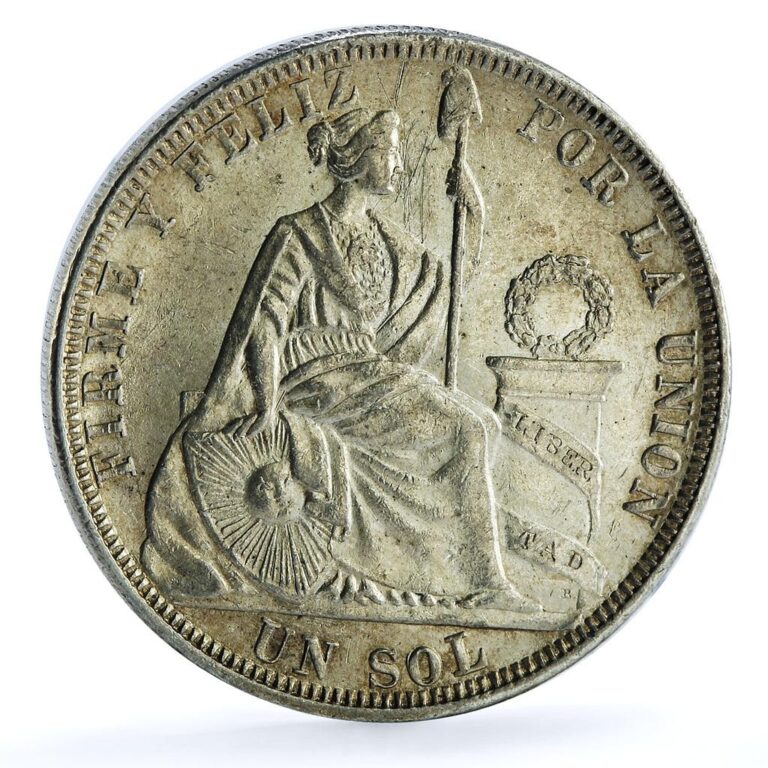 Read more about the article Peru 1 sol Decimal Seated Liberty RB Marks KM-196.5 silver coin 1879 YJ