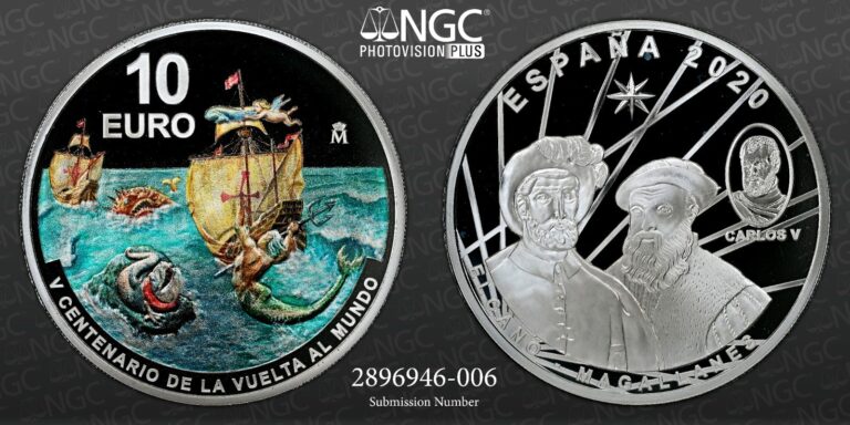 Read more about the article 2020M Spain S10E Magellan Elcano Exped. – The Sea of Darkness NGC PF 69 UC +COA