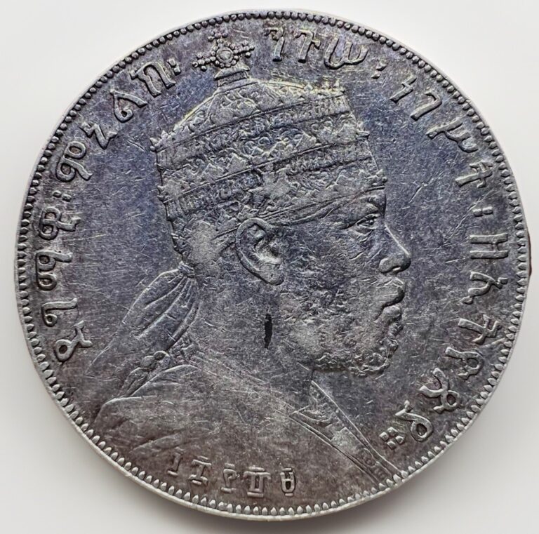 Read more about the article Ethiopia Birr Thaler 1889 A Menelik II KM#5 –  27.83gr GH2502
