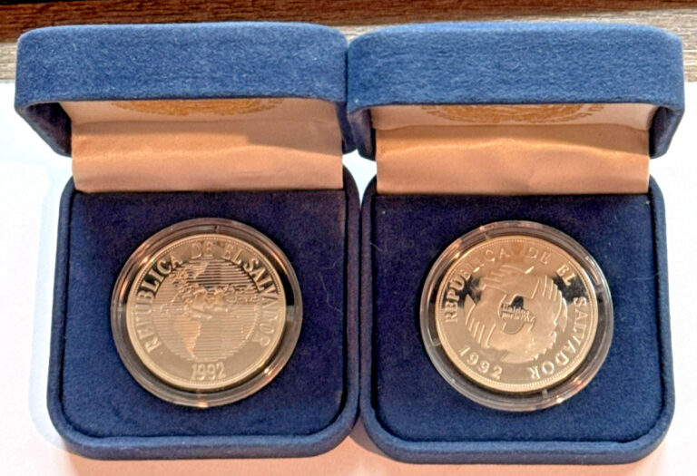 Read more about the article EL SALVADOR PAR SILVER 1992 IN ORIGINAL BOX PEACE and AMERICA´S DISCOVERY UNC