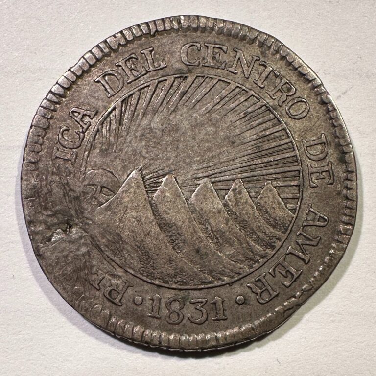 Read more about the article 1831 Central American Republic Honduras 2 Reales Silver Repaired Type Coin