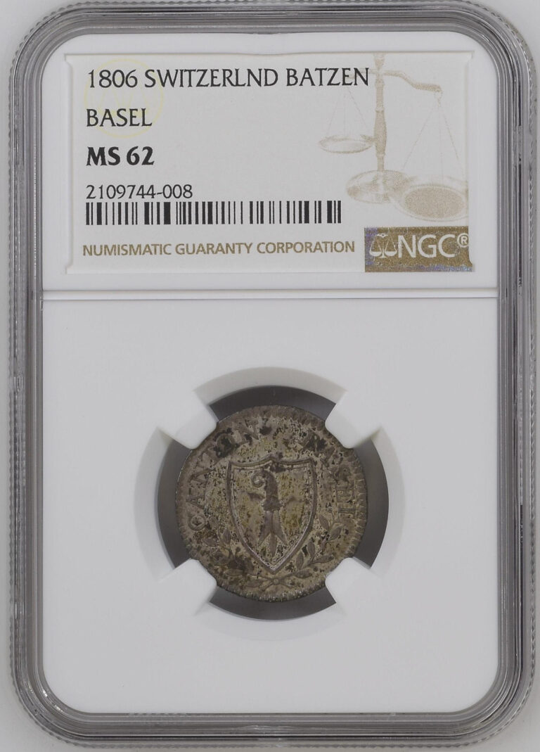 Read more about the article 1806 SWITZERLAND BATZEN BASEL NGC CERTIFIED COIN MS 62