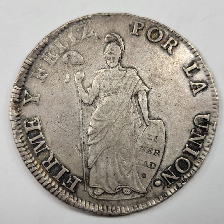 Read more about the article 1833 Peru Cuzco Silver 8 Reales Choice Original Patina Nice Detail *M201