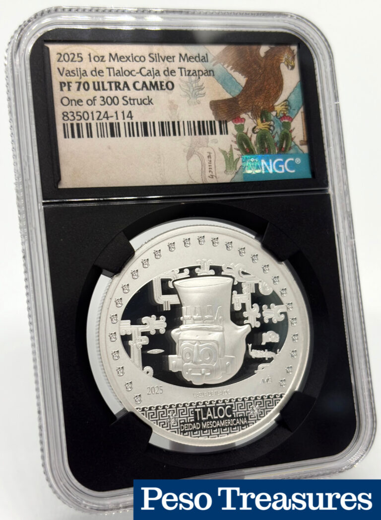 Read more about the article 2025 Mexico 1 oz Proof Silver Medal – Tlaloc PF70 NGC 🔥 Mintage 300 🔥